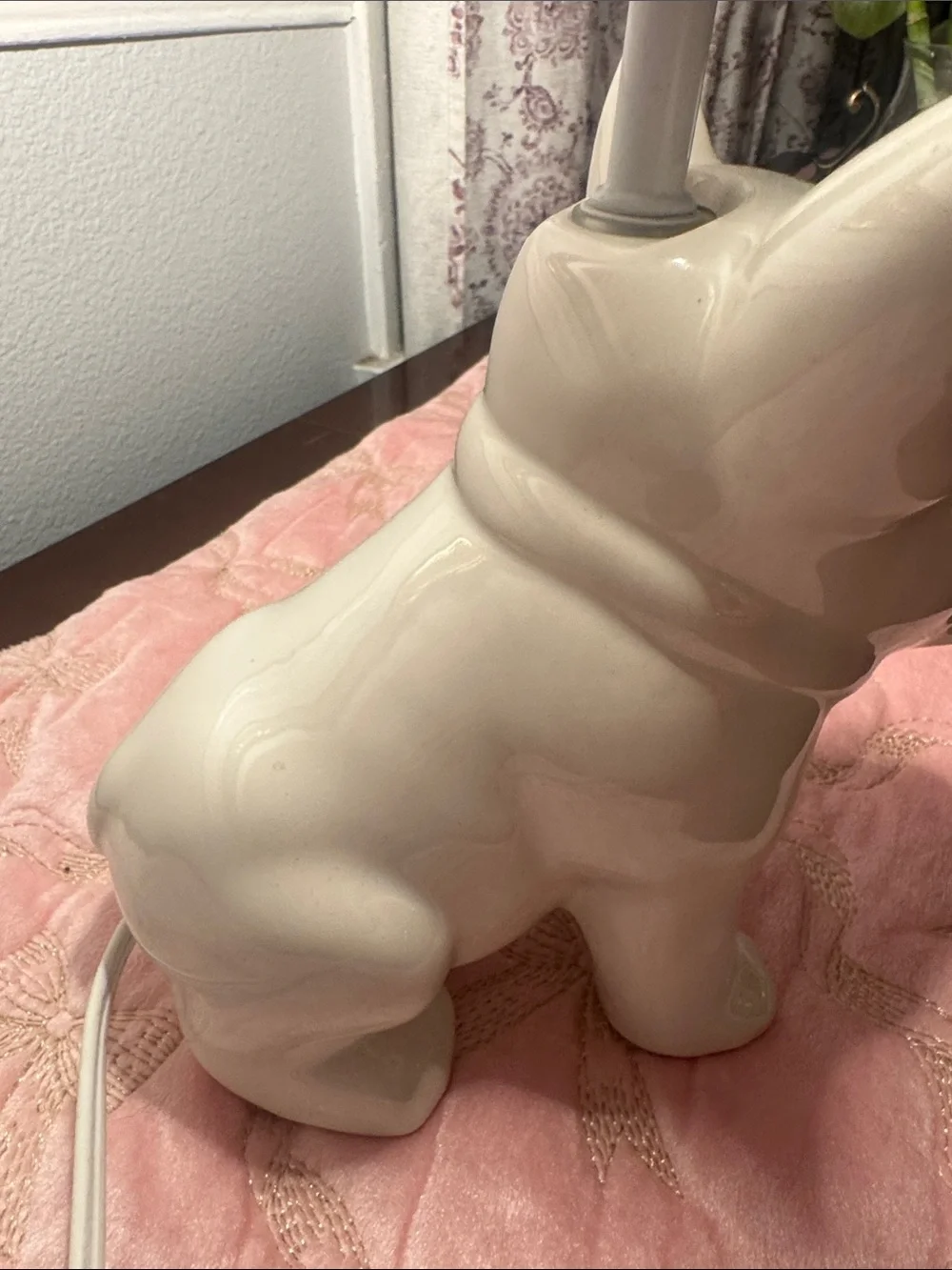 White Ceramic French Bulldog Table Lamp - Home Accents